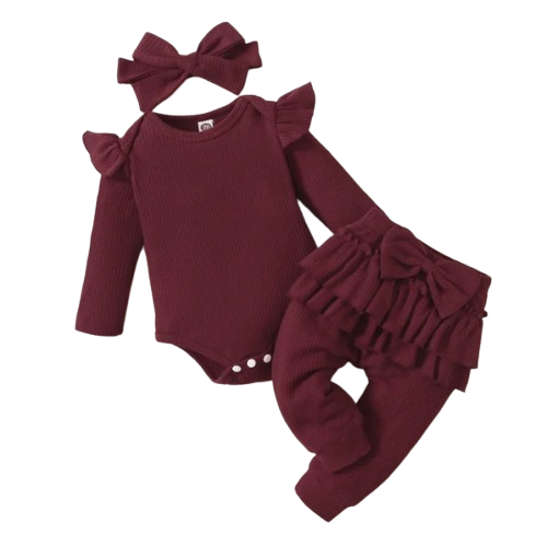 The Sidney - Red/ Maroon Ruffles Romper