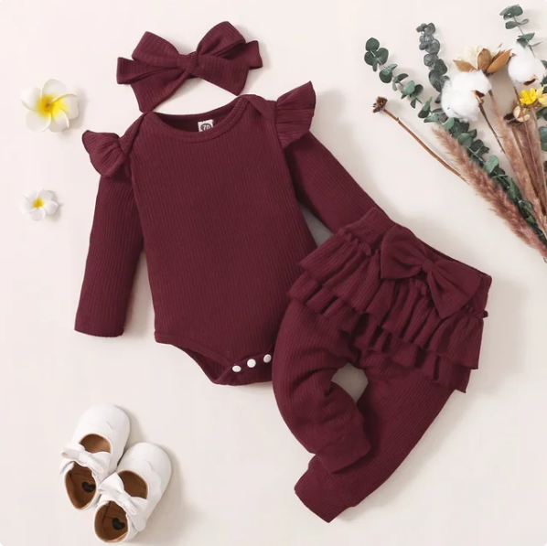 The Sidney - Red/ Maroon Ruffles Romper