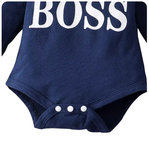 The Hollis - Baby Unisex Navy Blue Little Boss Hoodie + Pants