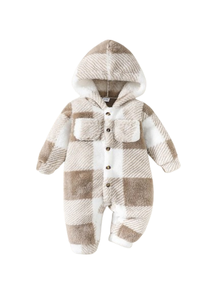 The Genesis - Plaid Hooded Romper Warm Bodysuit