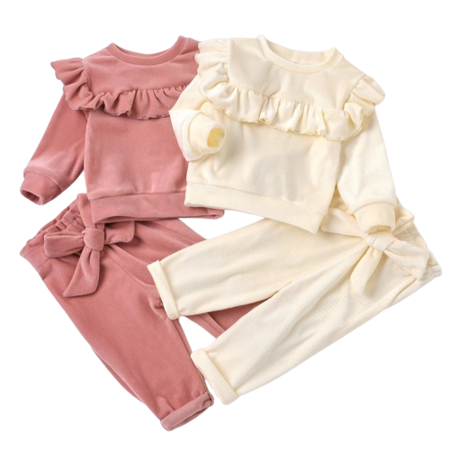 The Allison - Baby Girl Coral Fleece Top & Pants