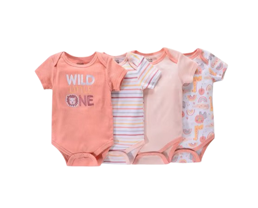 The Caleb - Baby Unisex 4pcs Cartoon Print Bodysuits E