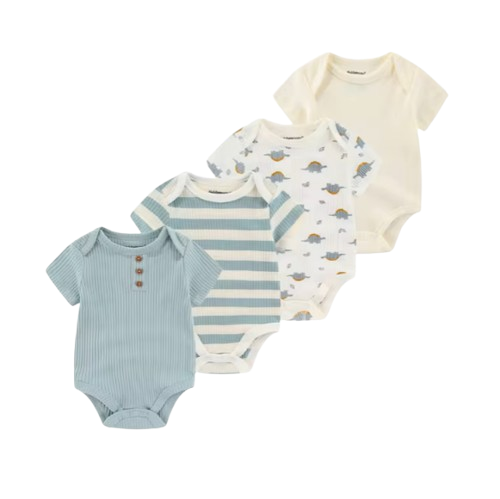 The Caleb - Baby Unisex 4pcs Cartoon Print Bodysuits G