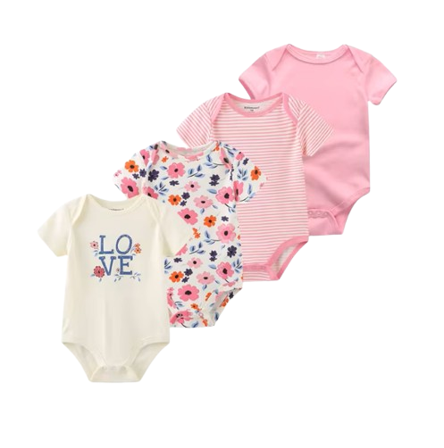 The Caleb - Baby Unisex 4pcs Cartoon Print Bodysuits J