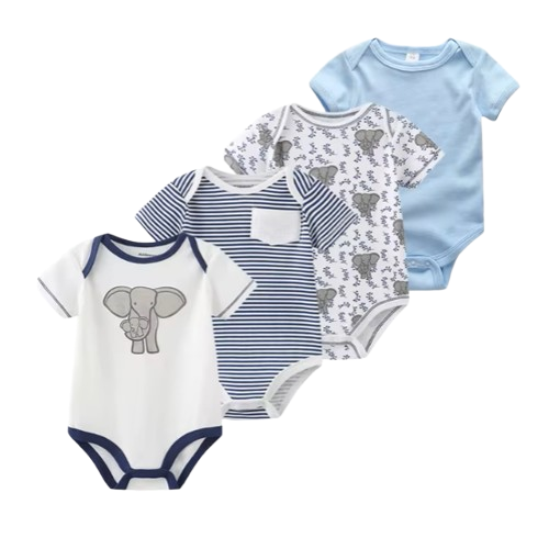 The Caleb - Baby Unisex 4pcs Cartoon Print Bodysuits O