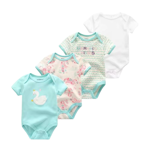 The Caleb - Baby Unisex 4pcs Cartoon Print Bodysuits S