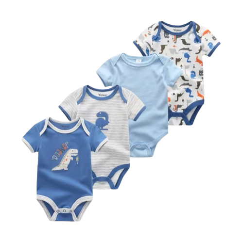 The Caleb - Baby Unisex 4pcs Cartoon Print Bodysuits T