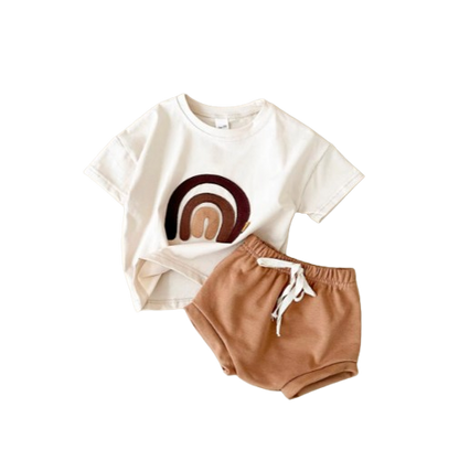 The Callum - Baby Unisex Rainbow Patchwork T-shirt + Beach Shorts