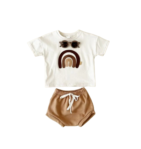 The Callum - Baby Unisex Rainbow Patchwork T-shirt + Beach Shorts