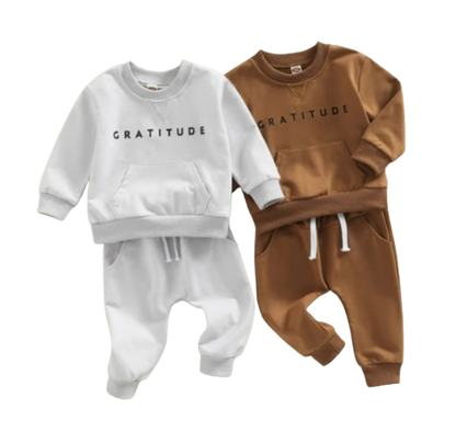 The Calvin - Baby Boy Gratitude Letter Print Sweatshirt + Pants