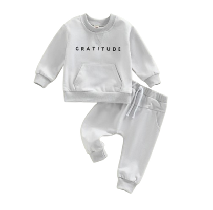 The Calvin - Baby Boy Gratitude Letter Print Sweatshirt + Pants