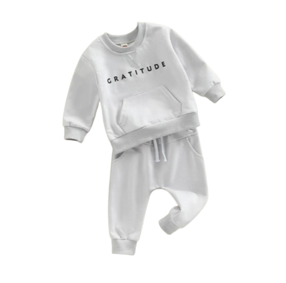 The Calvin - Baby Boy Gratitude Letter Print Sweatshirt + Pants