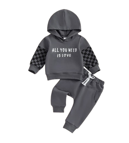 The Carlos - Baby Boy All You Need Is Love Print Sweatshirt + Pants