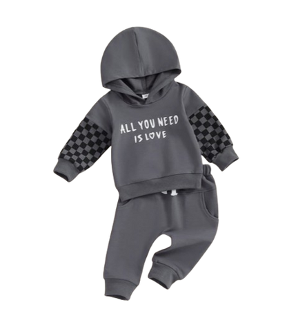 The Carlos - Baby Boy All You Need Is Love Print Sweatshirt + Pants