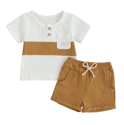 The Cassian - Baby Boy Short Sleeve Contrast Color Tops Shorts Kids Loose Outwear