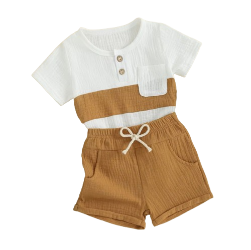 The Cassian - Baby Boy Short Sleeve Contrast Color Tops Shorts Kids Loose Outwear