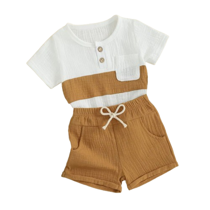 The Cassian - Baby Boy Short Sleeve Contrast Color Tops Shorts Kids Loose Outwear