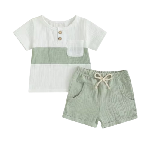 The Cassian - Baby Boy Short Sleeve Contrast Color Tops Shorts Kids Loose Outwear