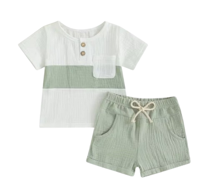 The Cassian - Baby Boy Short Sleeve Contrast Color Tops Shorts Kids Loose Outwear