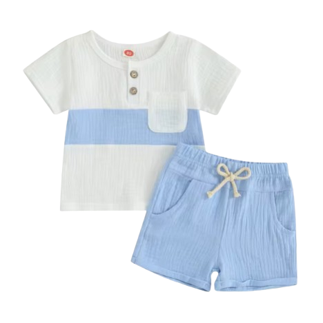 The Cassian - Baby Boy Short Sleeve Contrast Color Tops Shorts Kids Loose Outwear