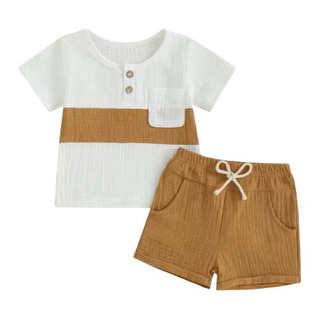 The Cassian - Baby Boy Short Sleeve Contrast Color Tops Shorts Kids Loose Outwear