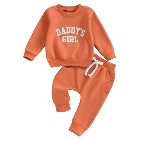 The Chloe - Baby Girl "Daddy's Girl" Letters Print Long Sleeve Sweatshirt Tops Elastic Waist + Pants