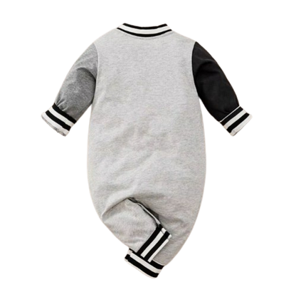 The Christopher - Baby Boy Blue and white bear Boston Cotton Long Sleeve Footies Jumpsuits