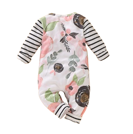 The Claire - Baby Girl Floral Stiped Long Sleeve Jumpsuit