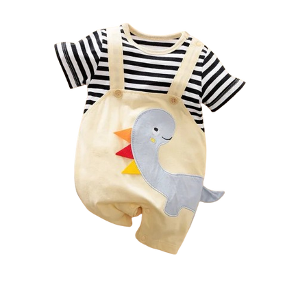 The Dominic - Baby Unisex Dinosaur Embroidery 3D Design Strap Splice Bodysuit