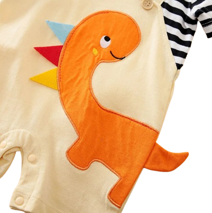 The Dominic - Baby Unisex Dinosaur Embroidery 3D Design Strap Splice Bodysuit