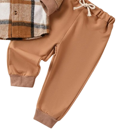 The Dutton - Brown Plain Hooded Top + Solid Colour Pants