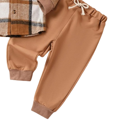 The Dutton - Brown Plain Hooded Top + Solid Colour Pants