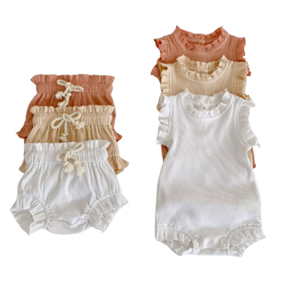 The Elena - Baby Girl Solid Colour Top PP Shorts Set