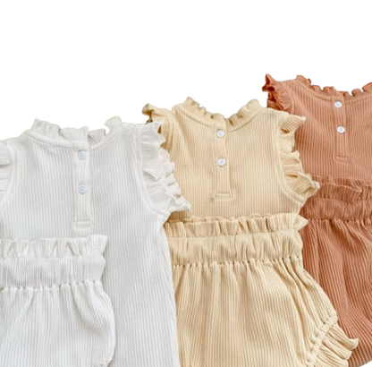 The Elena - Baby Girl Solid Colour Top PP Shorts Set