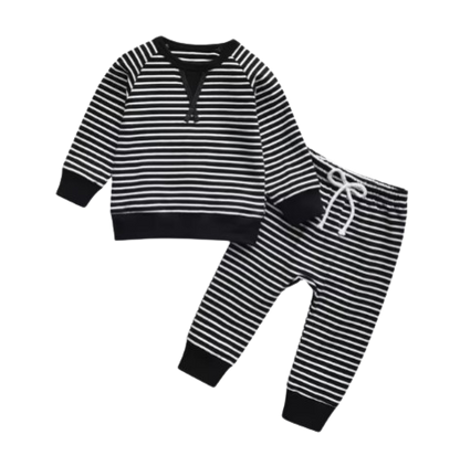 The Elio - Baby Boy Striped Pullover Top and Pants