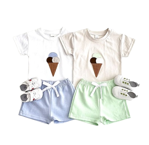 The Emmanuel - Baby Boy Ice Cream Print T-Shirt + Shorts