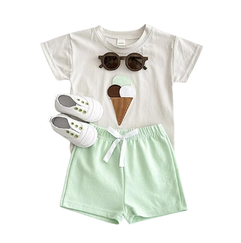 The Emmanuel - Baby Boy Ice Cream Print T-Shirt + Shorts