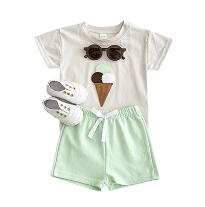 The Emmanuel - Baby Boy Ice Cream Print T-Shirt + Shorts