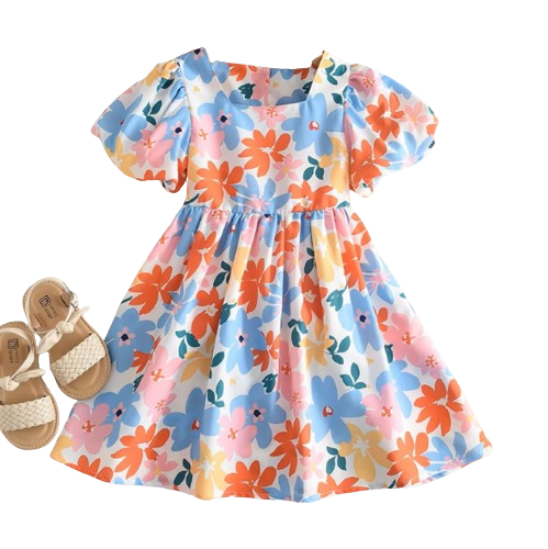 The Evelyn - Baby Girl Colourful Floral Short-Sleeved Dresses