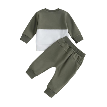 The Felix - 2pcs Baby Boy Long Sleeve Contrast Colour Pullover Tops + Pants