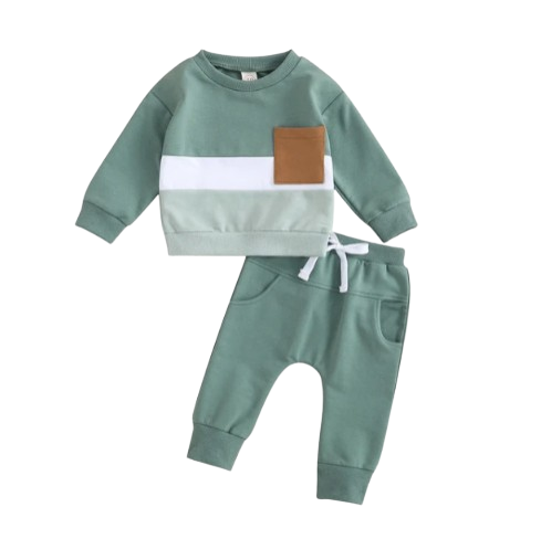 The Felix - 2pcs Baby Boy Long Sleeve Contrast Colour Pullover Tops + Pants