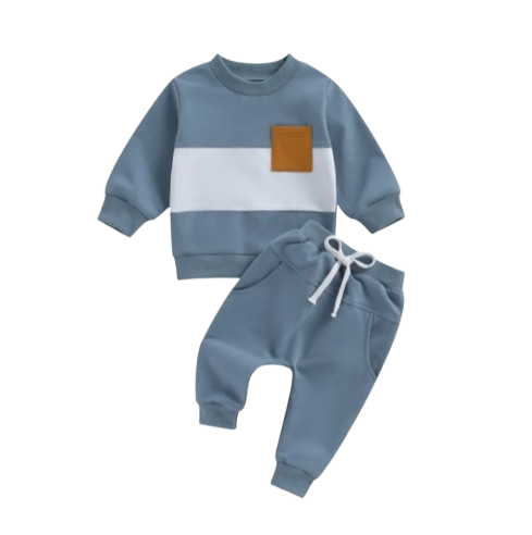 The Felix - 2pcs Baby Boy Long Sleeve Contrast Colour Pullover Tops + Pants