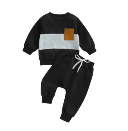 The Felix - 2pcs Baby Boy Long Sleeve Contrast Colour Pullover Tops + Pants