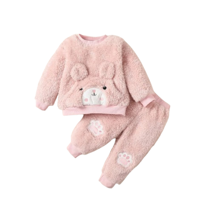 The Gia - Baby Girl Pink Bear O-Neck Long Sleeve Tops + Pants