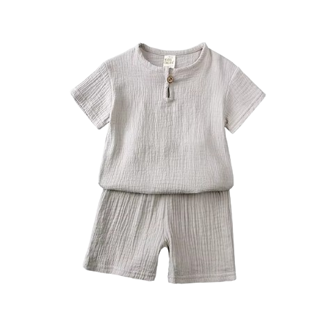 The Graham - Baby Unisex Plain Linen Cotton  Top T-Shirt + Shorts