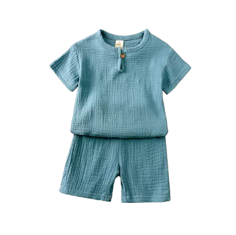 The Graham - Baby Unisex Plain Linen Cotton  Top T-Shirt + Shorts