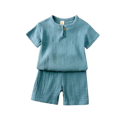 The Graham - Baby Unisex Plain Linen Cotton  Top T-Shirt + Shorts