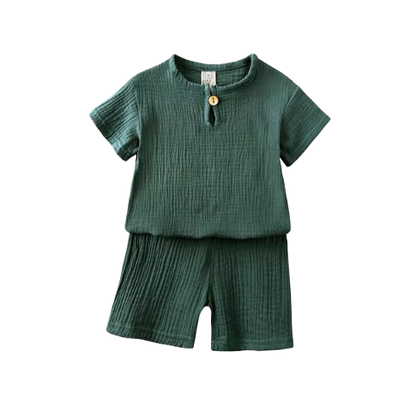 The Graham - Baby Unisex Plain Linen Cotton  Top T-Shirt + Shorts