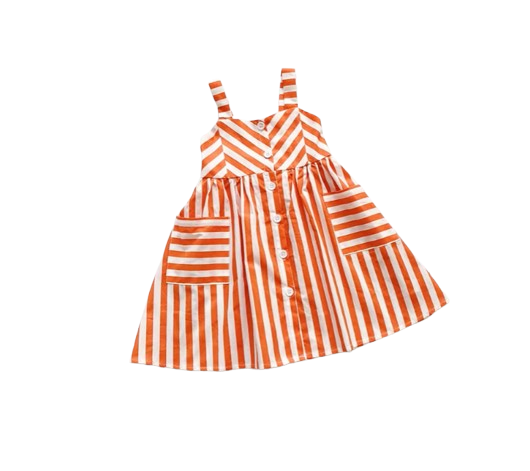 The Harper - Baby Girl Sleeveless Square Collar Striped Ruffled Dress