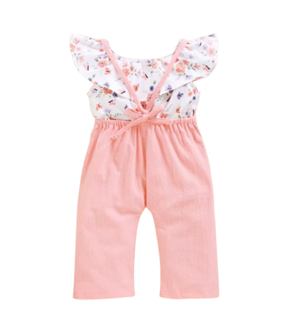 The Isla - Baby Girl Lotus Leaf Short Top + Suspender Pant